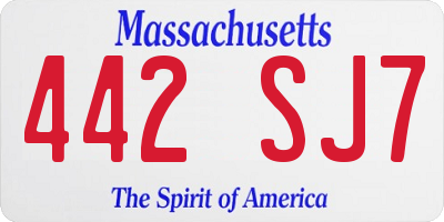 MA license plate 442SJ7