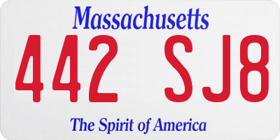 MA license plate 442SJ8