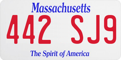 MA license plate 442SJ9