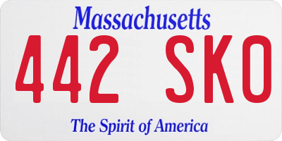 MA license plate 442SK0