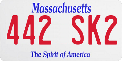 MA license plate 442SK2