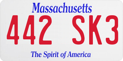 MA license plate 442SK3