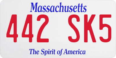 MA license plate 442SK5