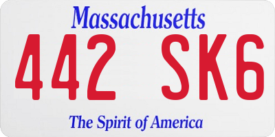 MA license plate 442SK6