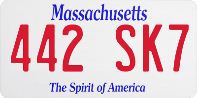 MA license plate 442SK7