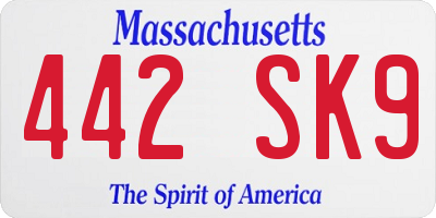 MA license plate 442SK9
