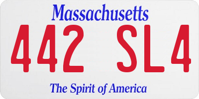MA license plate 442SL4
