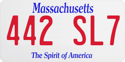 MA license plate 442SL7