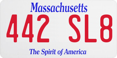 MA license plate 442SL8