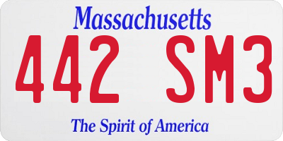 MA license plate 442SM3