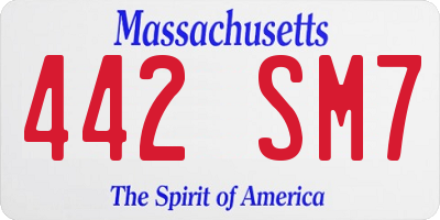 MA license plate 442SM7