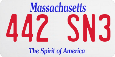 MA license plate 442SN3