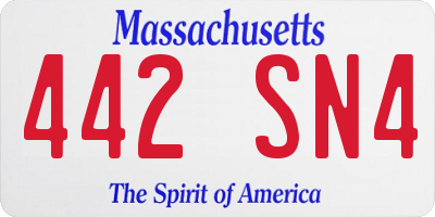 MA license plate 442SN4