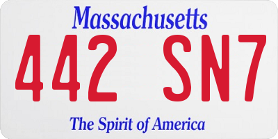 MA license plate 442SN7