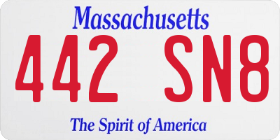 MA license plate 442SN8