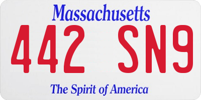MA license plate 442SN9