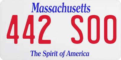 MA license plate 442SO0
