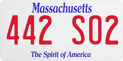 MA license plate 442SO2