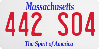 MA license plate 442SO4
