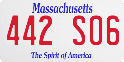 MA license plate 442SO6