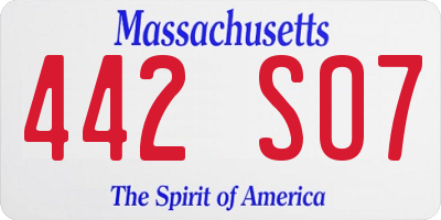 MA license plate 442SO7