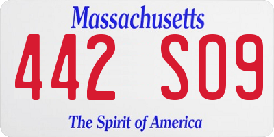 MA license plate 442SO9