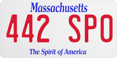 MA license plate 442SP0