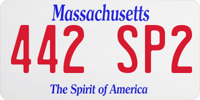 MA license plate 442SP2