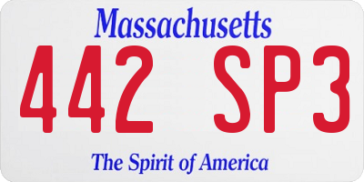 MA license plate 442SP3