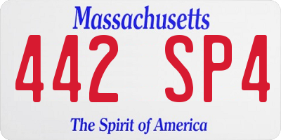 MA license plate 442SP4