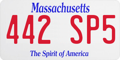 MA license plate 442SP5