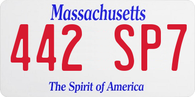 MA license plate 442SP7