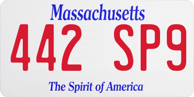 MA license plate 442SP9