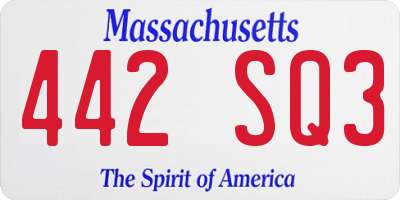 MA license plate 442SQ3