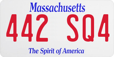 MA license plate 442SQ4