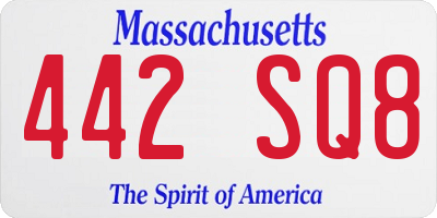 MA license plate 442SQ8