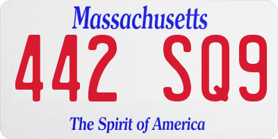 MA license plate 442SQ9