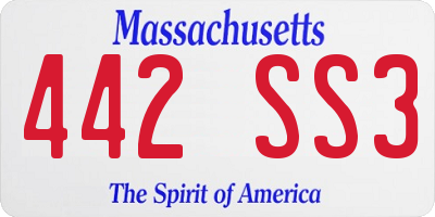 MA license plate 442SS3
