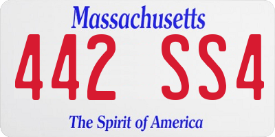 MA license plate 442SS4
