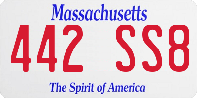 MA license plate 442SS8