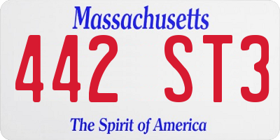 MA license plate 442ST3