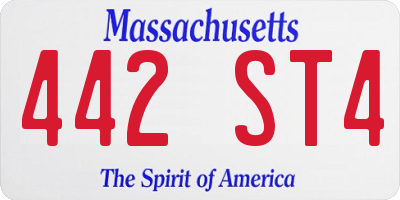 MA license plate 442ST4