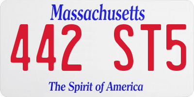MA license plate 442ST5