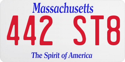 MA license plate 442ST8