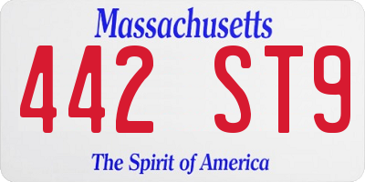 MA license plate 442ST9