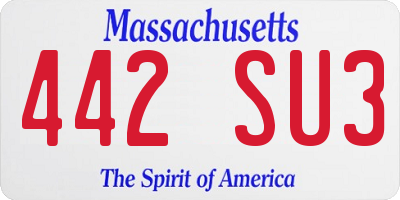 MA license plate 442SU3