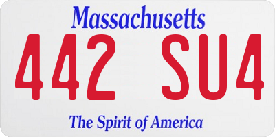 MA license plate 442SU4