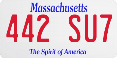 MA license plate 442SU7