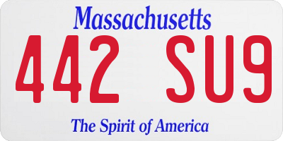 MA license plate 442SU9