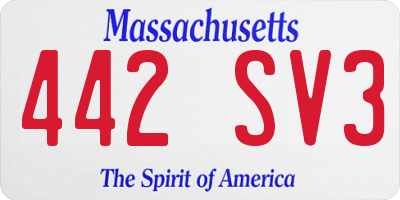 MA license plate 442SV3